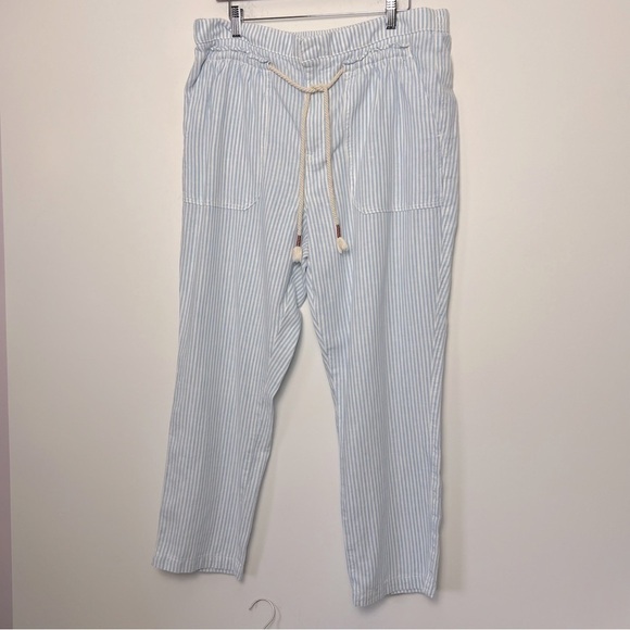 by Anthropologie Seashore Blue Stripe Linen Casual Lightweight Coastal Pants - Picture 2 of 15